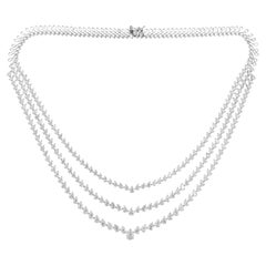 Triple Layer 23.17Ct Pear Cut Diamond Wedding Necklace For Wife 14K White Gold