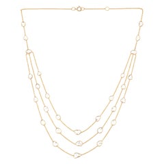 Collar Rebanadas de Diamantes Triple Capa, Oro Amarillo 18k