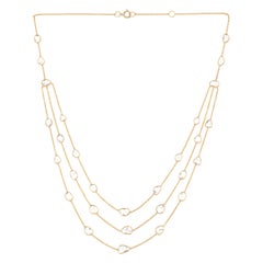 Triple Layer Diamond Slices Necklace, 18k Yellow Gold