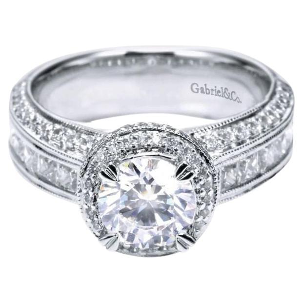 Triple Layer White Gold Diamond Engagement Mounting For Sale