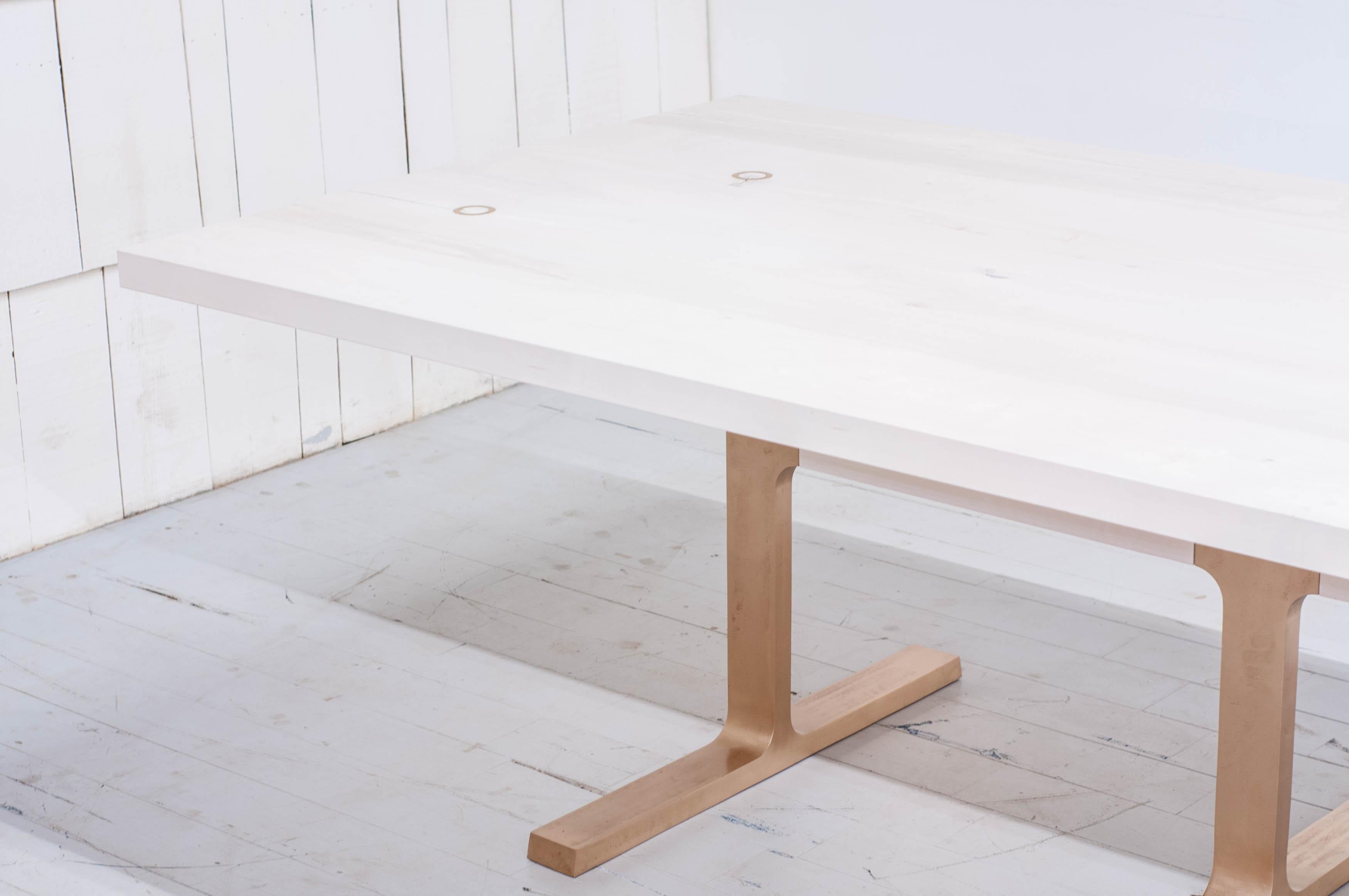 Triple Leg Bronze Shaker Table in Bleached Maple In New Condition In Vancouver, BC