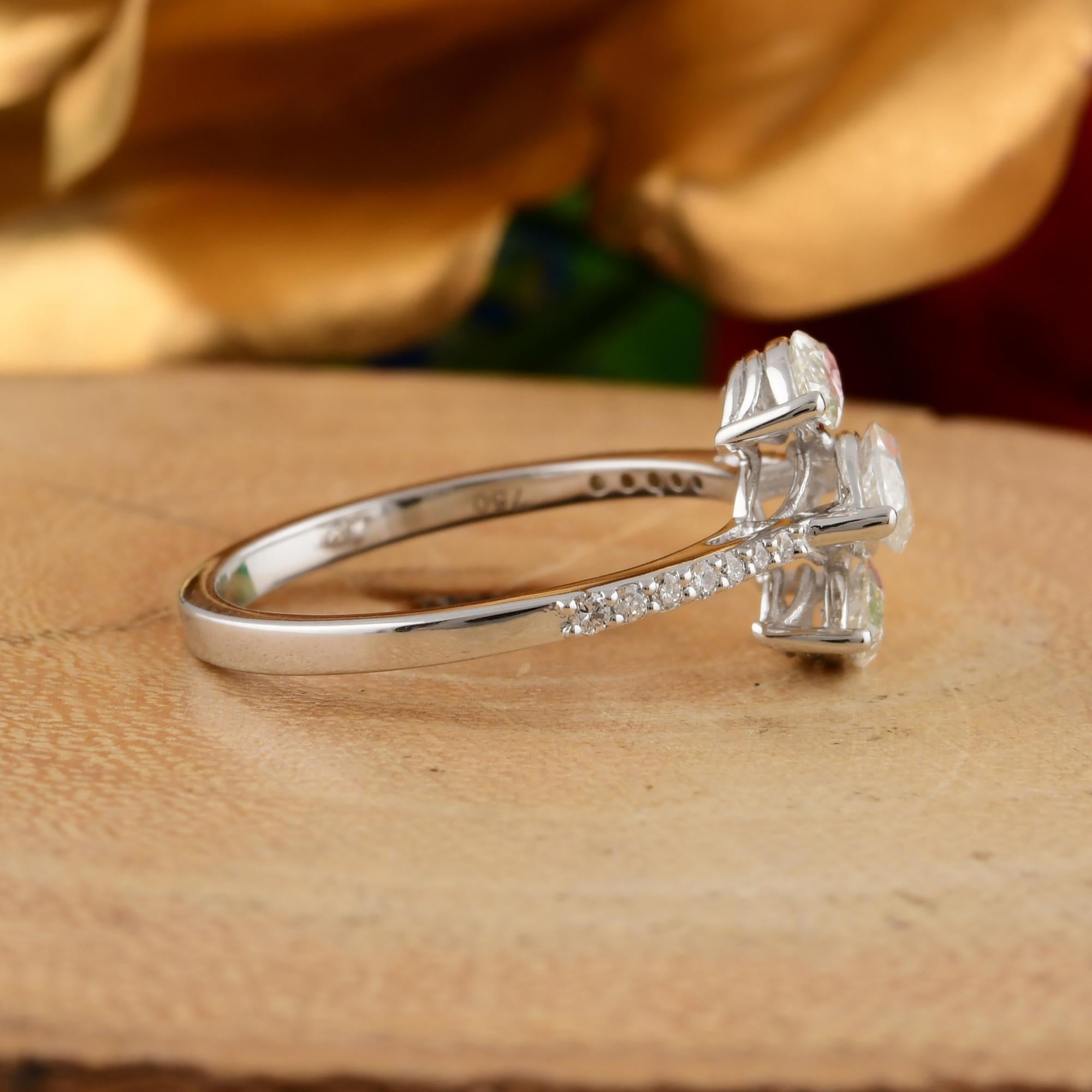 For Sale:  Triple Marquise 1.13cts SI/HI Diamond Pavé Band 18k White Gold Anniversary Ring 3