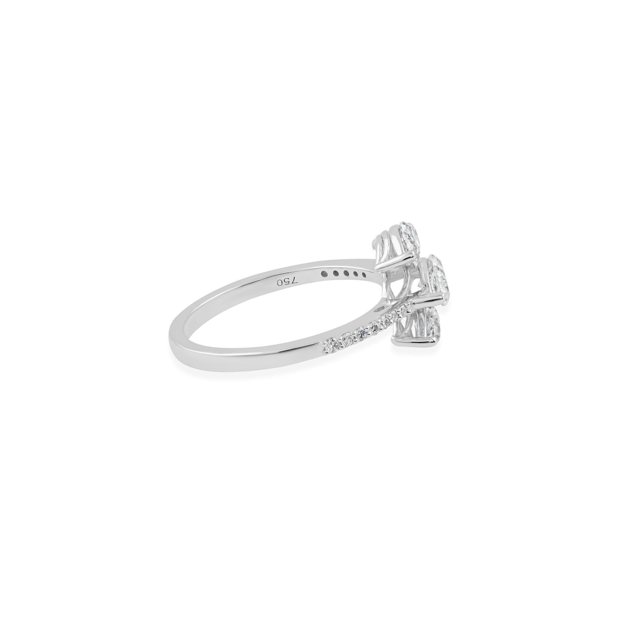 For Sale:  Triple Marquise 1.13cts SI/HI Diamond Pavé Band 18k White Gold Anniversary Ring 5
