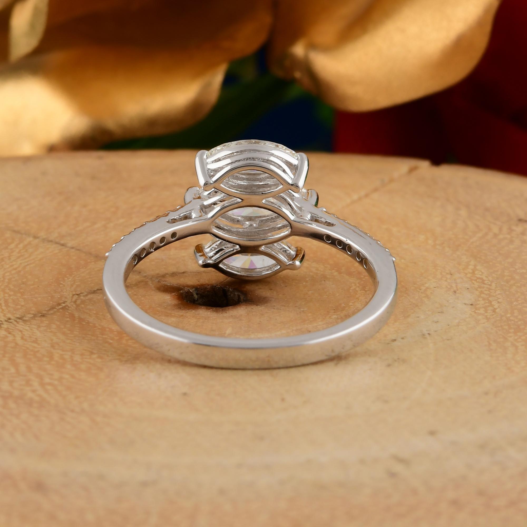 For Sale:  Triple Marquise 1.13cts SI/HI Diamond Pavé Band 18k White Gold Anniversary Ring 6