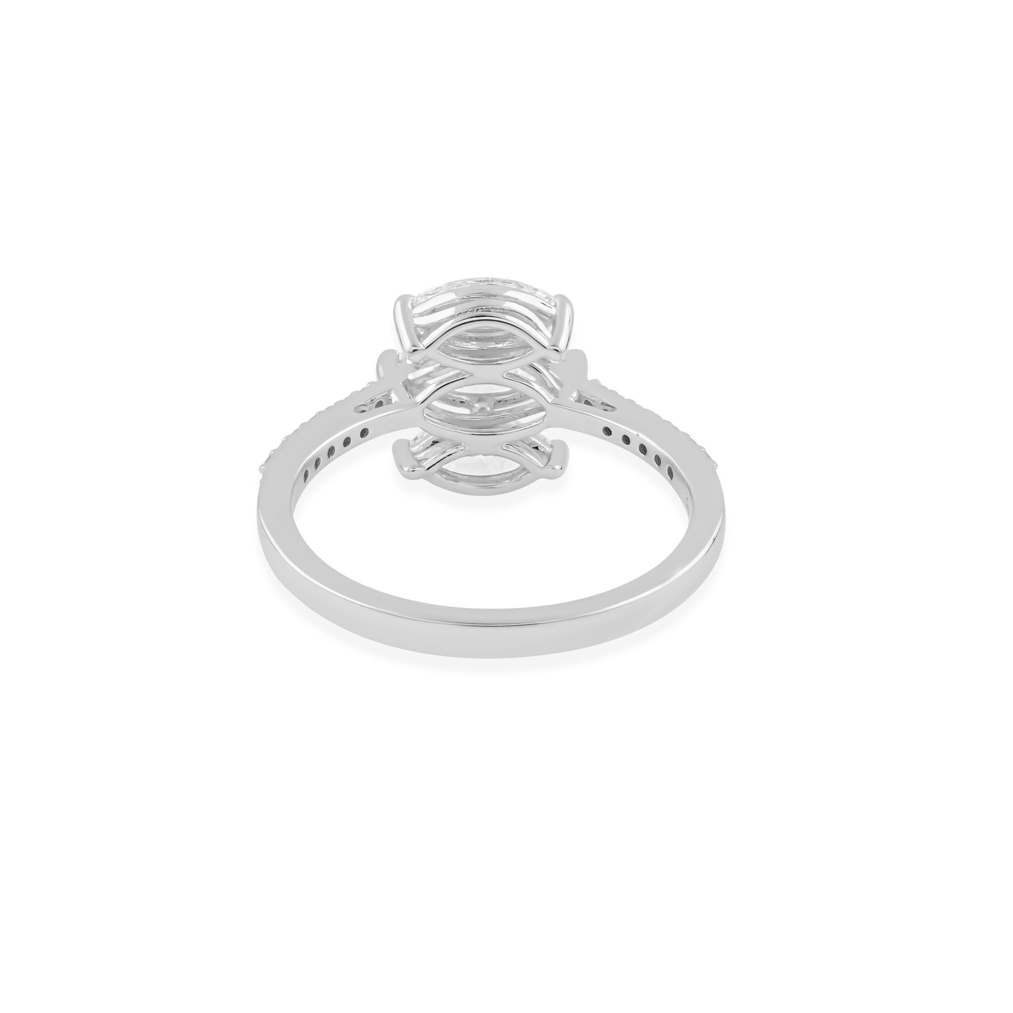 For Sale:  Triple Marquise 1.13cts SI/HI Diamond Pavé Band 18k White Gold Anniversary Ring 7