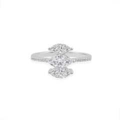 Triple Marquise 1.13cts SI/HI Diamond Pavé Band 18k White Gold Anniversary Ring