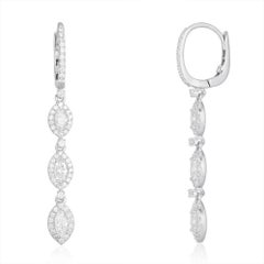Triple Marquise 14K (or 18k upon request) White Gold Diamond Drop Earrings
