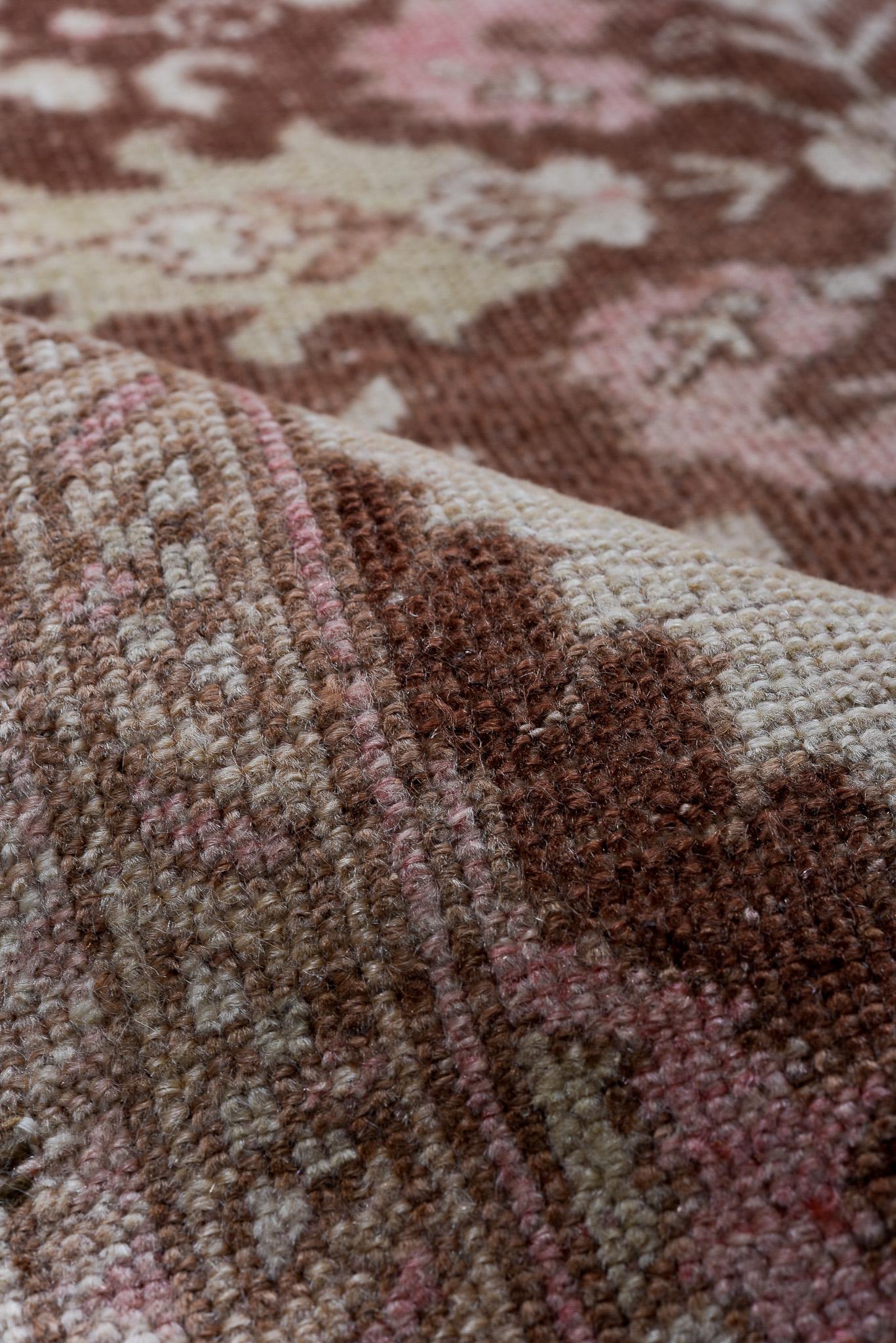 20th Century Triple Medallion Sunset Pink Vintage Oushak Runner For Sale