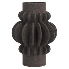 21st Century Triple Mille-Pattes Vase in Black Ceramic, Hand-Crafted in France