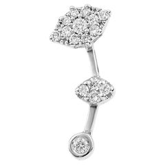 Triple Mixed Diamond Earring Stud in White Gold and Diamonds