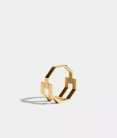Triple Octagon Gold Ring Minimalist Geometric Design in 14k Solid Gold