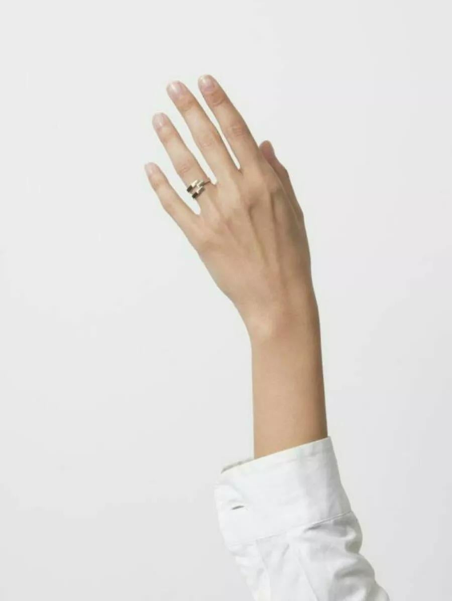 Bague triple octogonale au design géométrique minimaliste en or massif 14 carats Pour femmes en vente