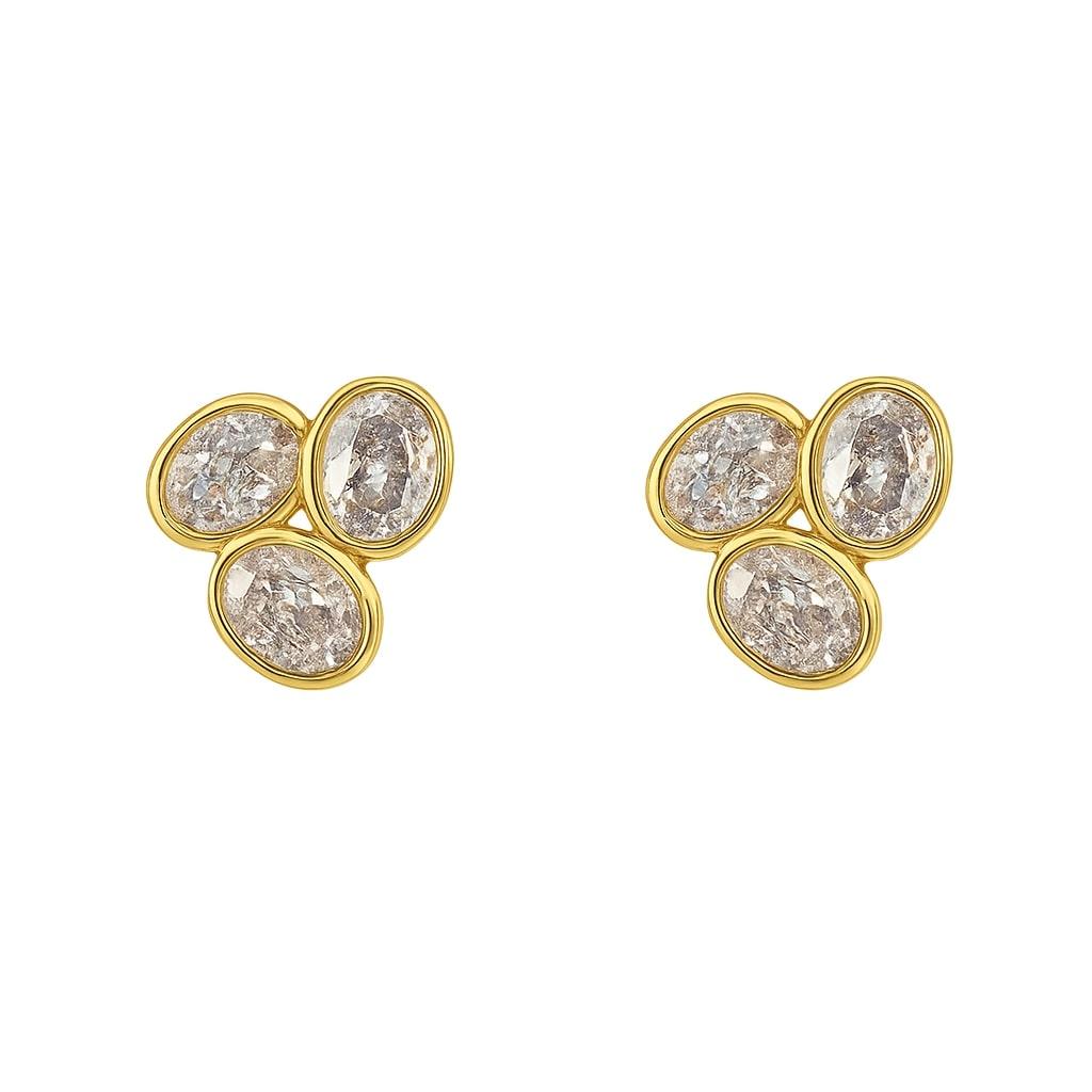 Boucles d'oreilles triple ovale en or jaune 18K Neuf - En vente à Los Angeles, CA