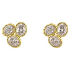 Triple Oval 18K Yellow Gold Cluster Stud Earrings