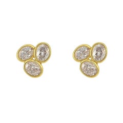 Boucles d'oreilles triple ovale en or jaune 18K