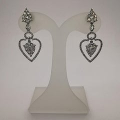 Triple Teardrop 1.69 Carat Diamond Dangling Earrings in 18K White Gold