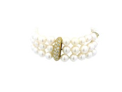 Triple Pearls Bracelet with 4 Pave Stations