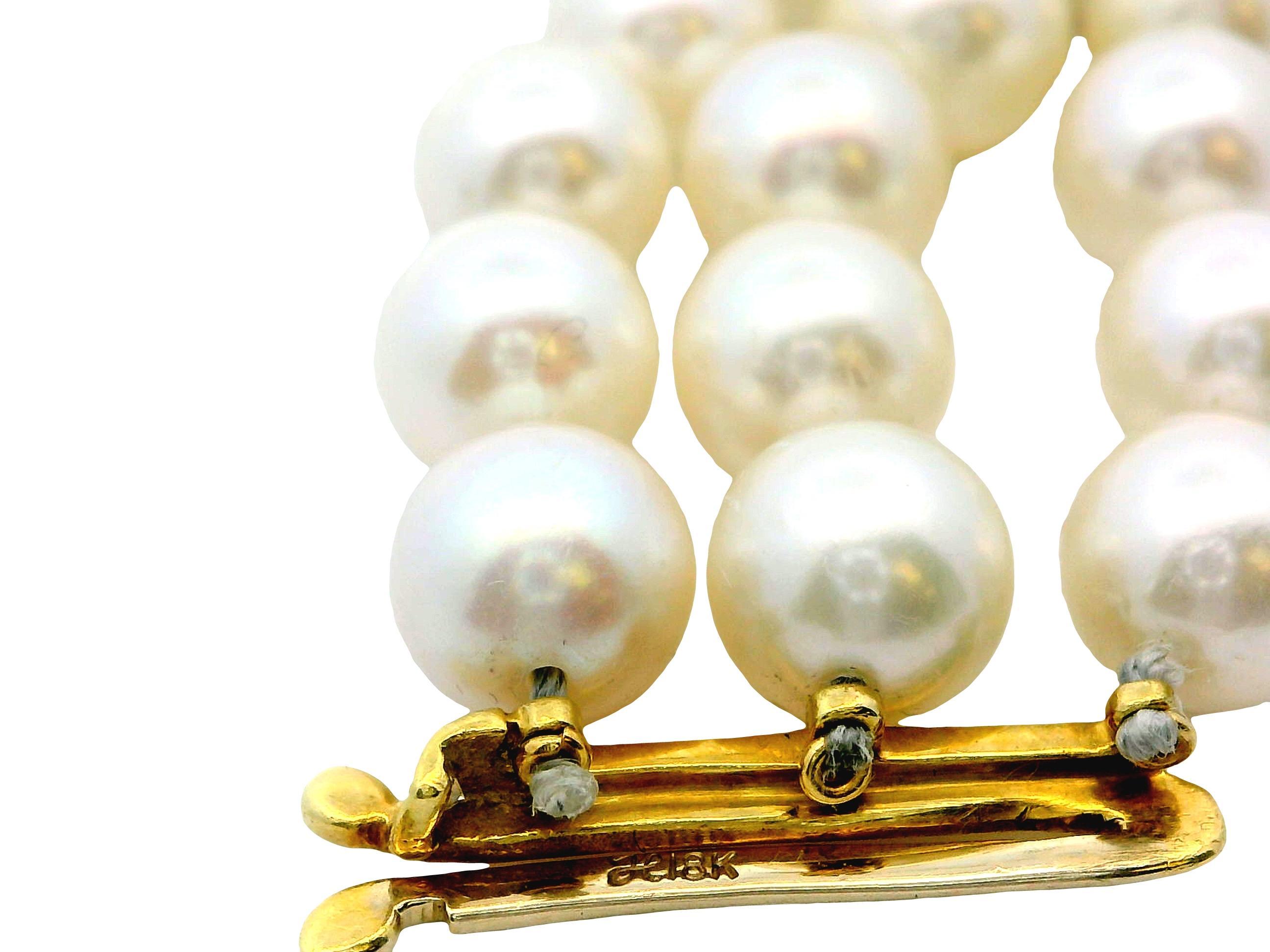 Pulsera Triple Perlas con 4 Estaciones Pave en venta 4