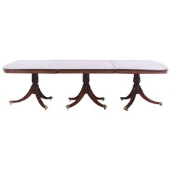Triple Pedestal Solid Mahogany Dining Table