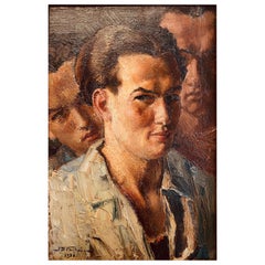 "Triplo ritratto", una vista ipnotica di un giovane uomo da tre lati, anni '30