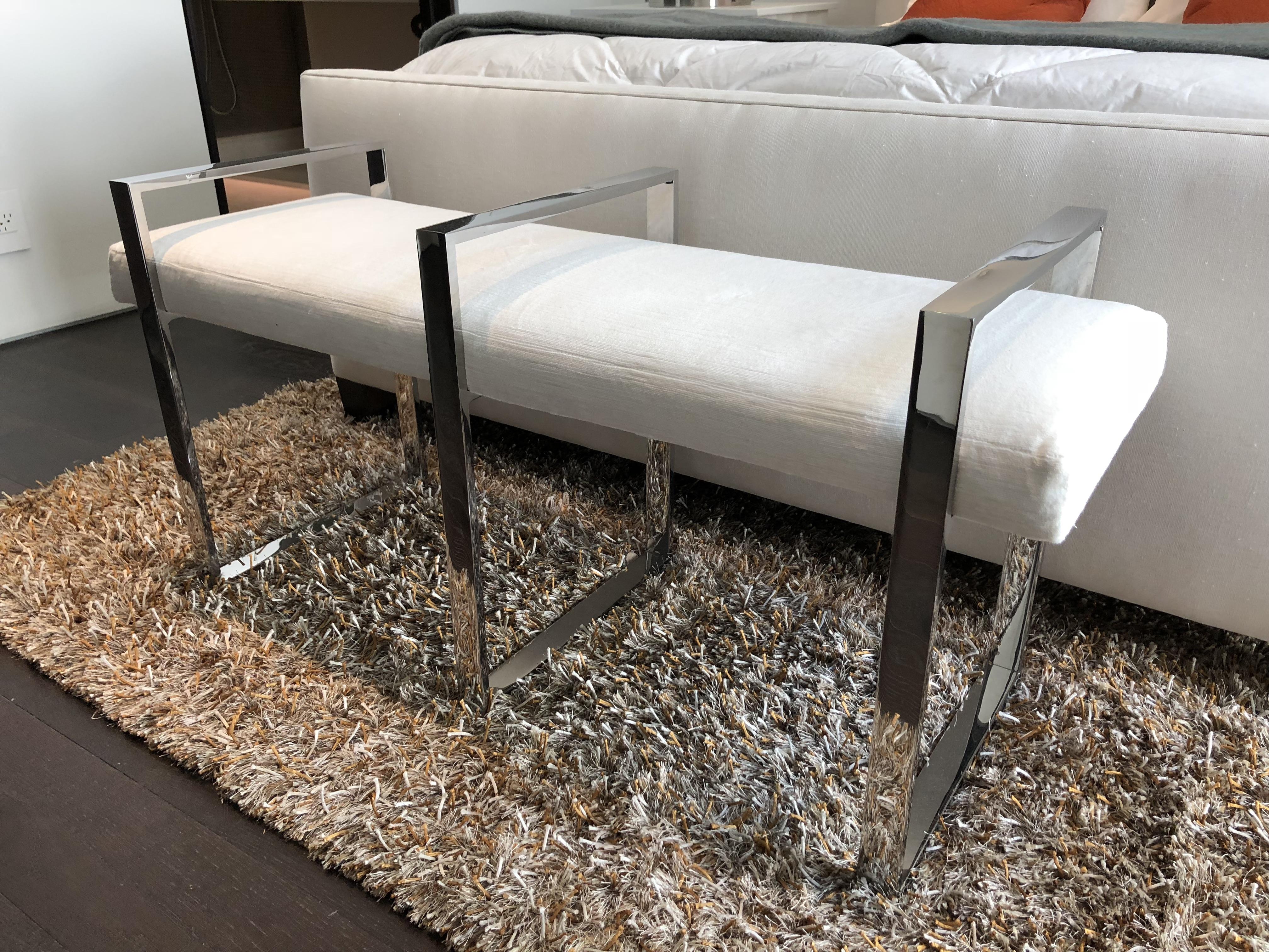 Triple Rectangle Bench in Stainless Steel by Cain Modern For Sale 3
