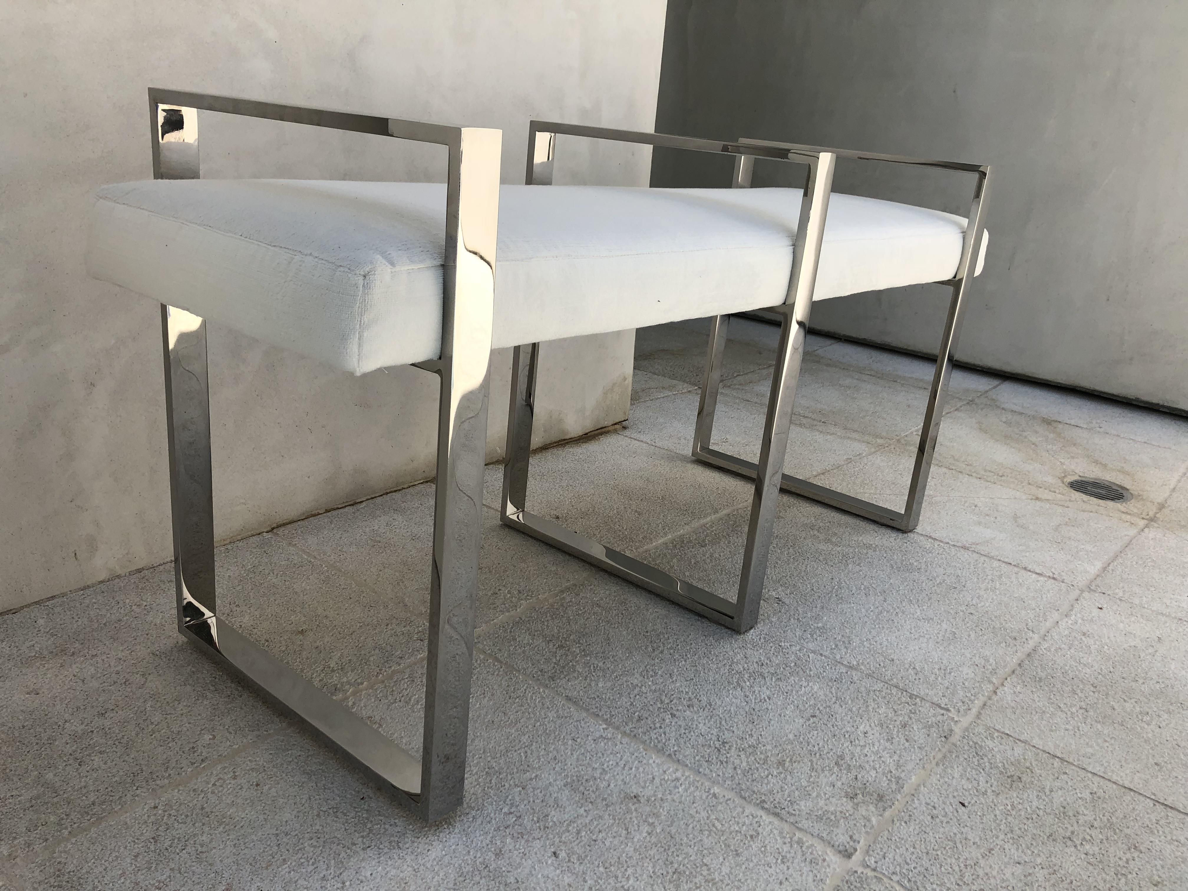 Banco rectangular triple en acero inoxidable by Cain Modern Pulido en venta