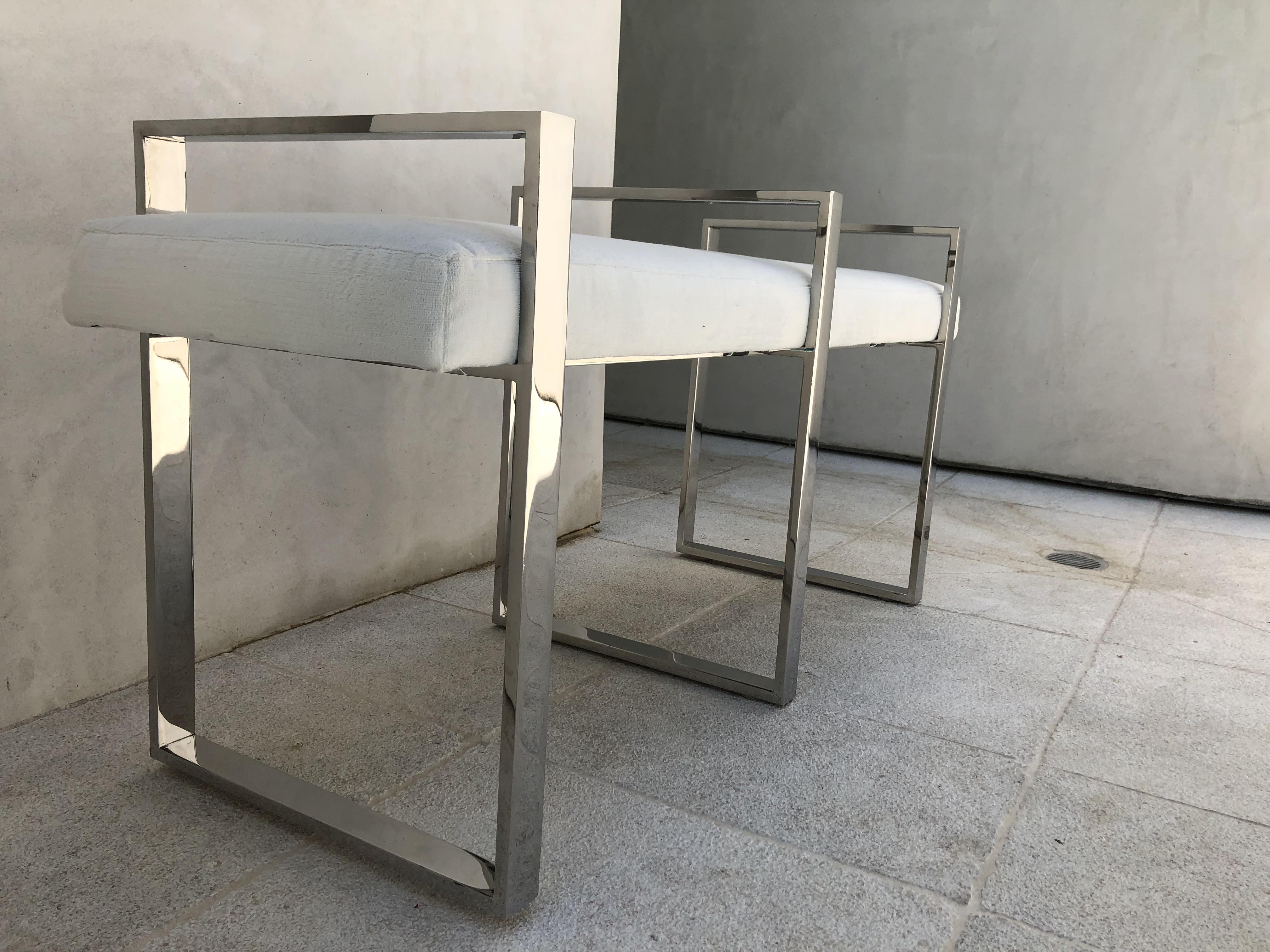 Triple Rectangle Bench in Stainless Steel by Cain Modern In Good Condition For Sale In Los Angeles, CA