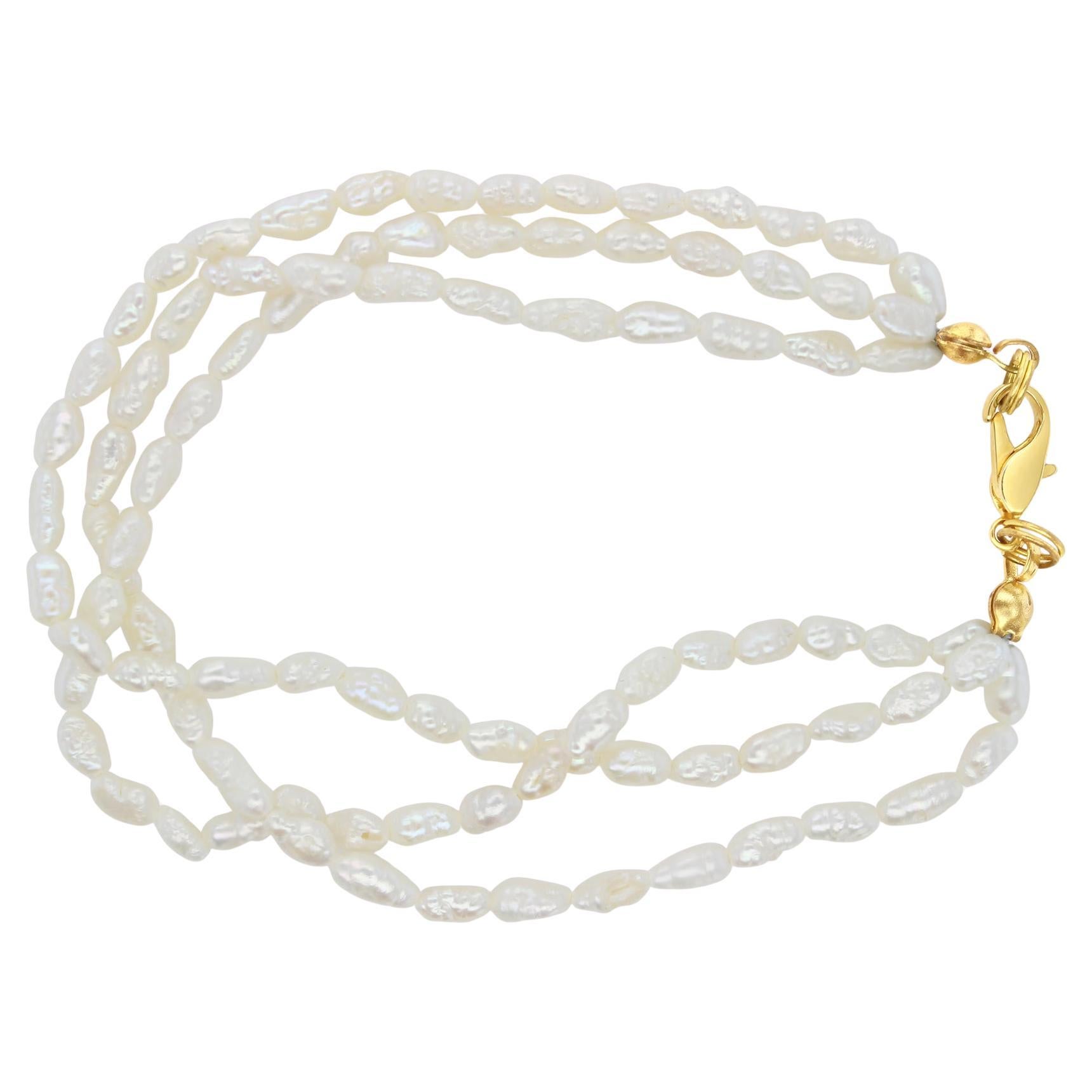 Triple Rice Pearl Bracelet 14k Yellow Gold