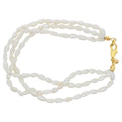 Triple Rice Pearl Bracelet 14k Yellow Gold