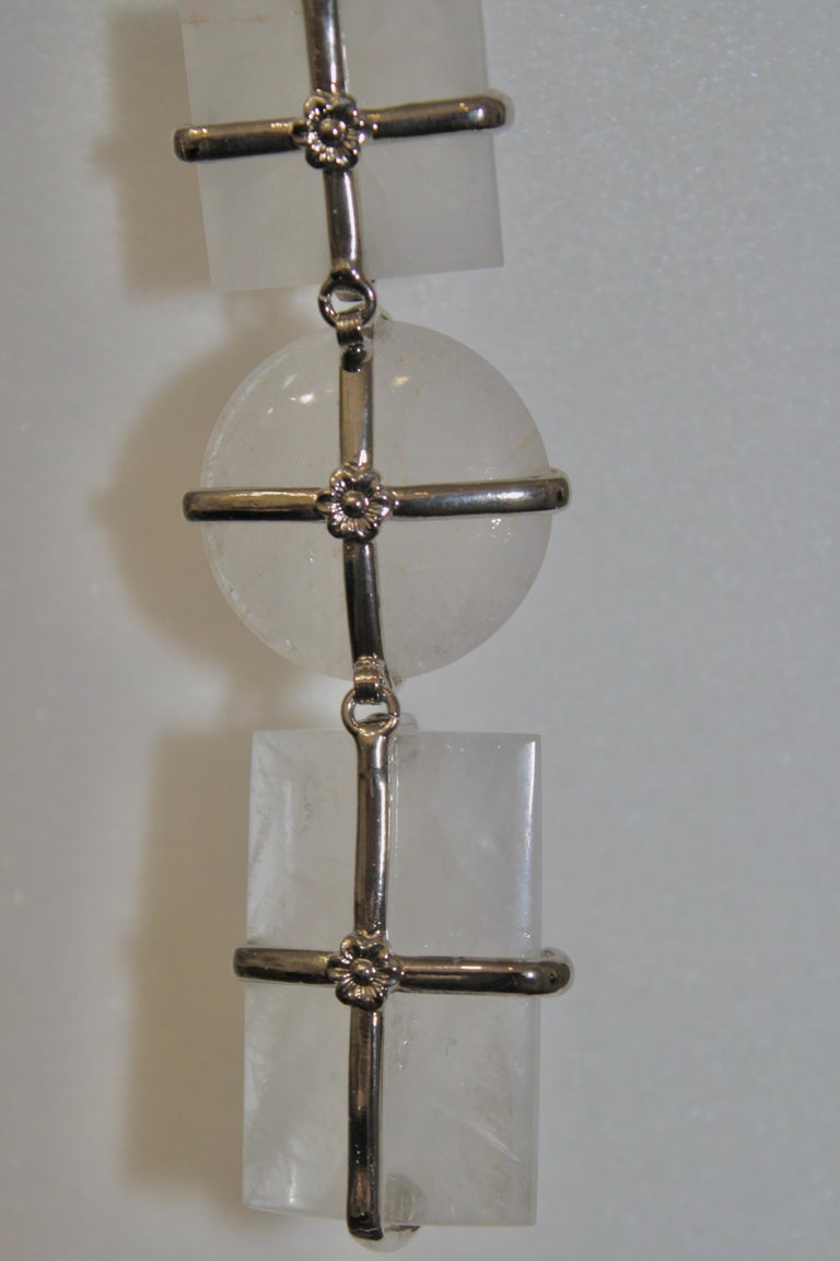 Triple RockCrystal Pendant on Palladium Chain . For Sale 2