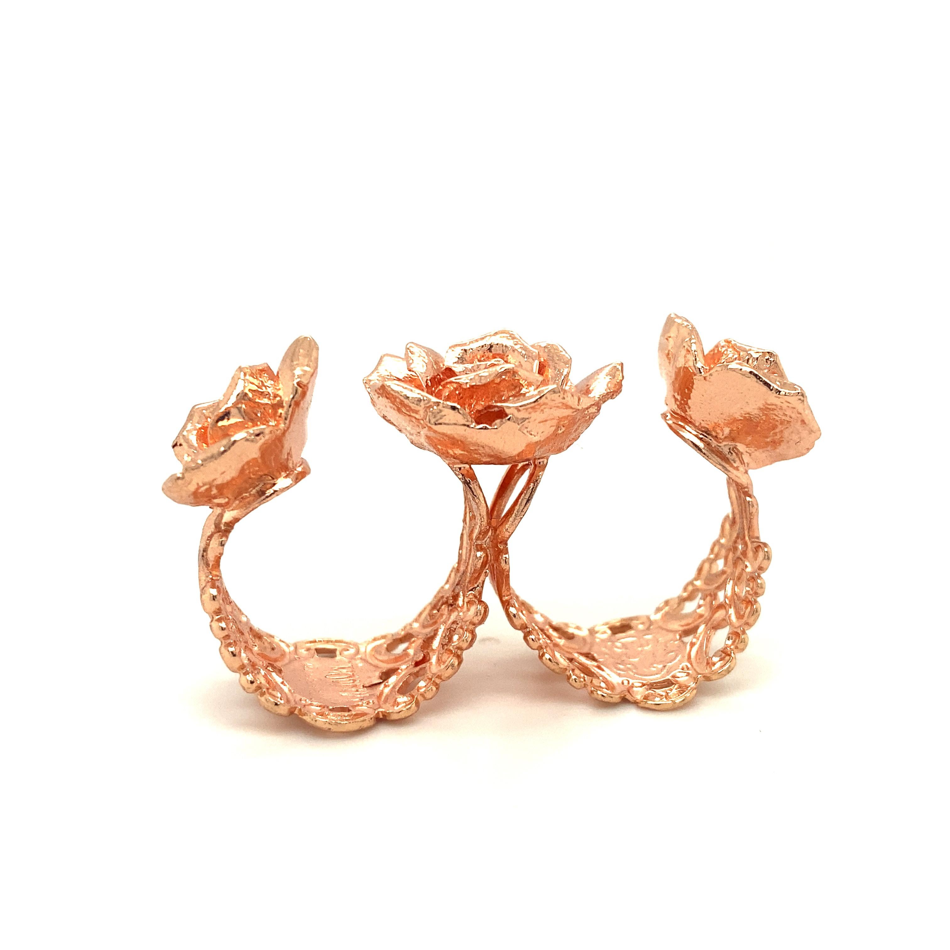 TRIPLE Rosey rosette RING (Gold plated) For Sale