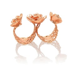 Triple Rosey Rosette Ring in 14K Rose Gold