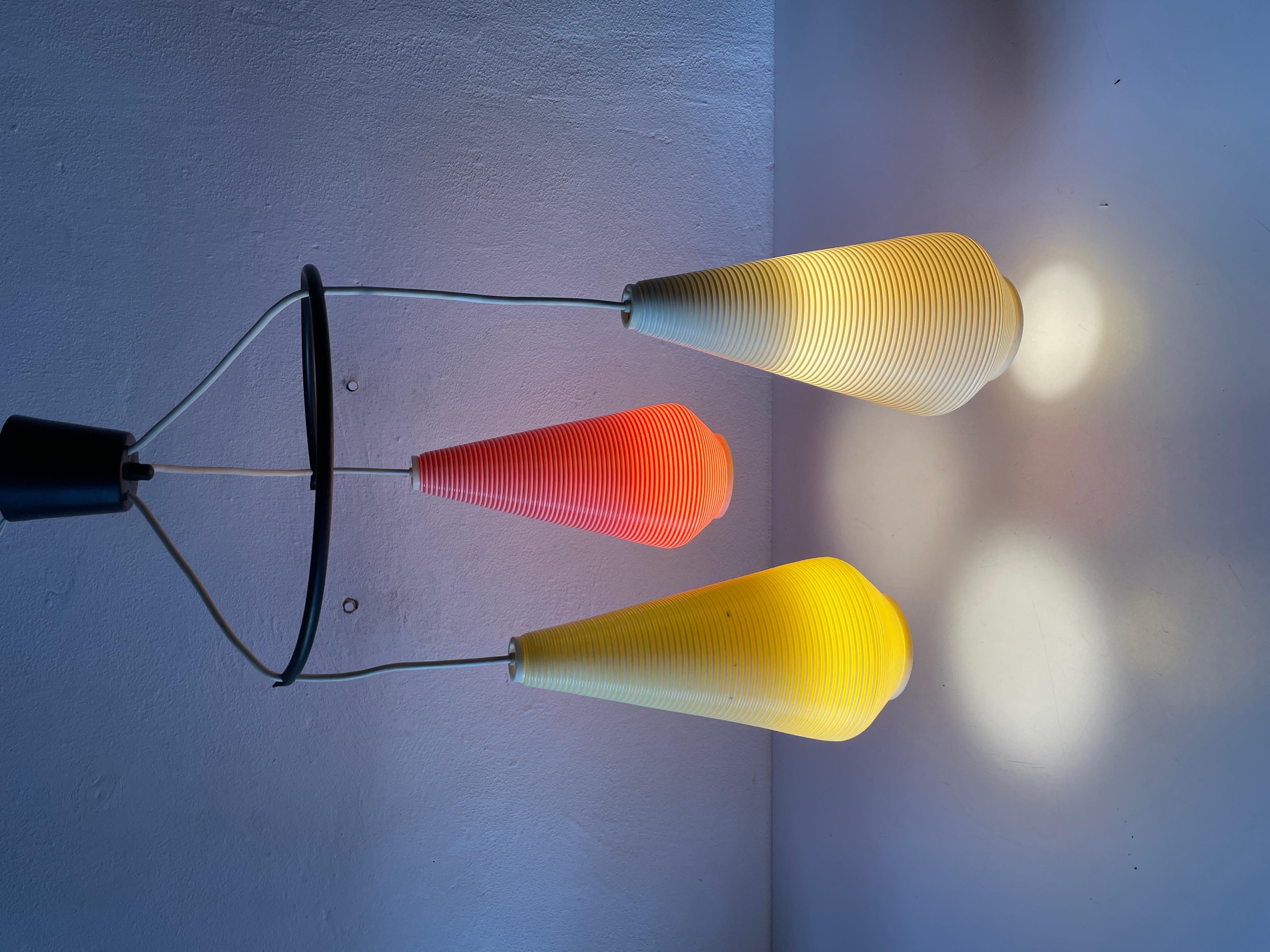 Lampe  suspension  triple abat-jour rotatif de Yasha Heifetz, annes 1960, Allemagne en vente 8