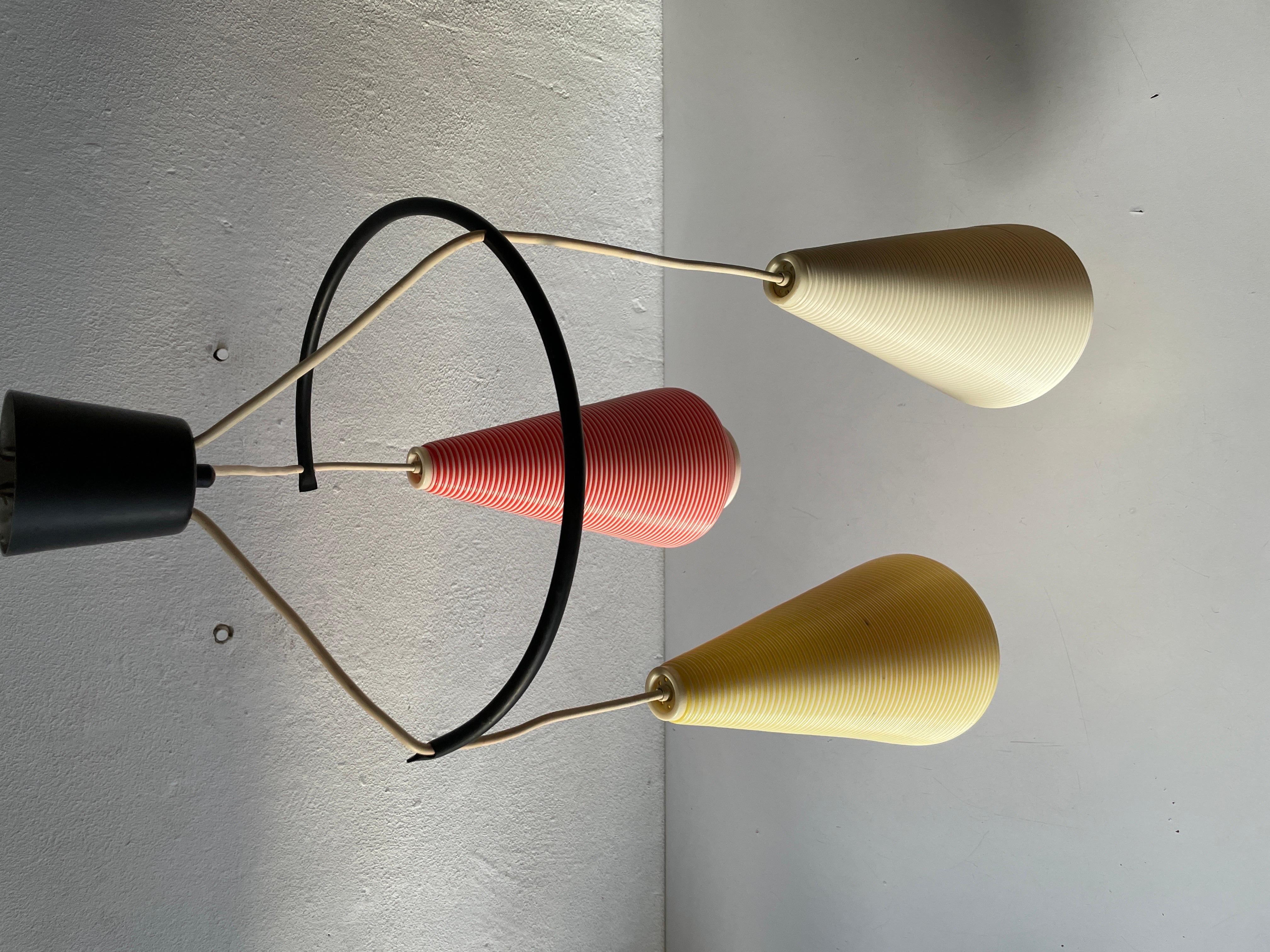 Mid-20th Century Triple Rotaflex Shade Pendant Lamp by Yasha Heifetz, 1960s, Germany For Sale
