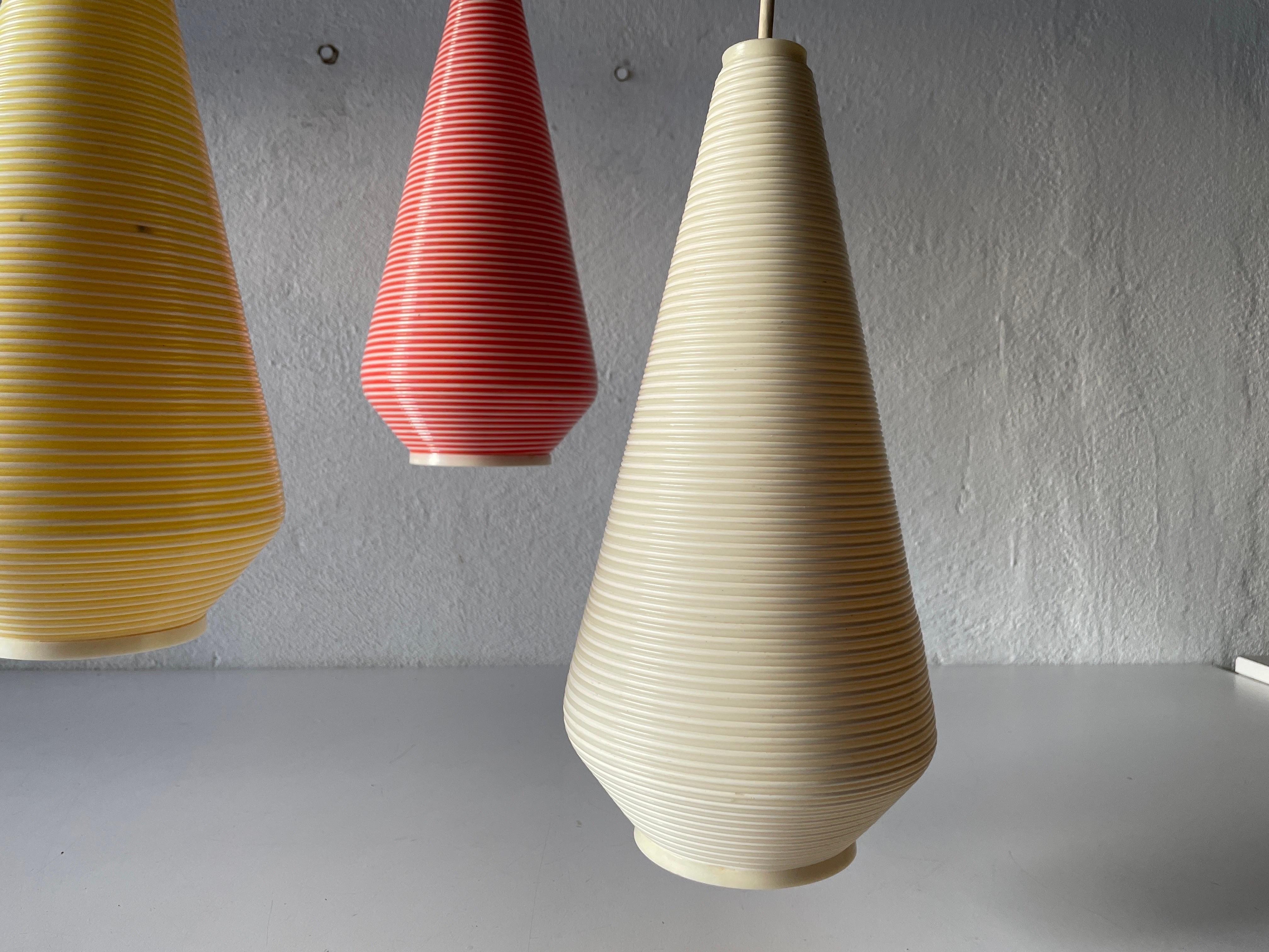 Plastic Triple Rotaflex Shade Pendant Lamp by Yasha Heifetz, 1960s, Germany For Sale