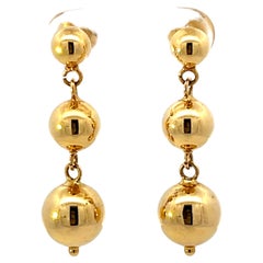 Dreifache runde Perlentropfen-Ohrringe Dangly 18k Massivgold