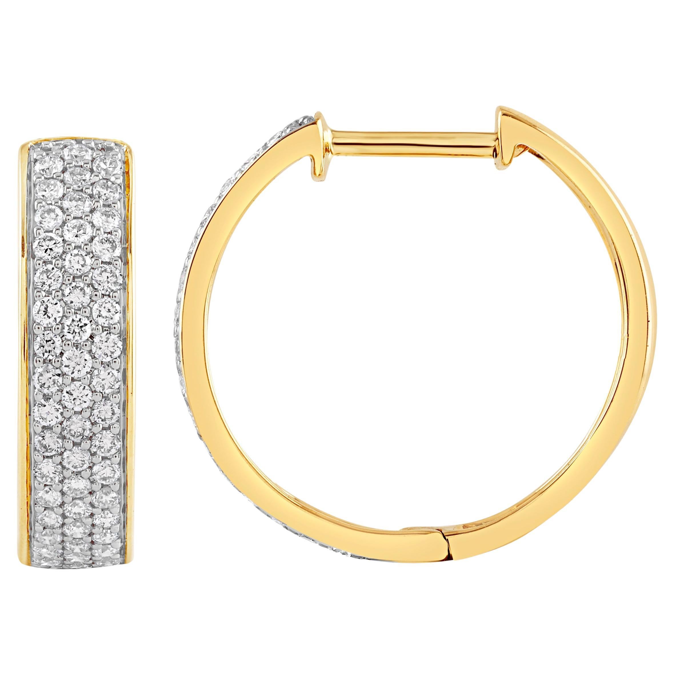 Dreireihige Diamant- und Gold-Creolen-Ohrringe