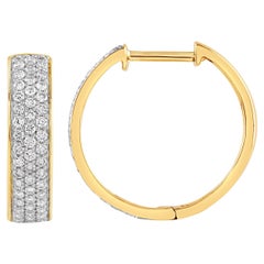 Dreireihige Diamant- und Gold-Creolen-Ohrringe