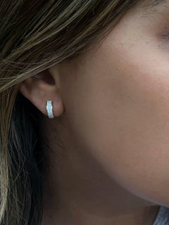 Triple Row Diamond and Gold Huggie Earrings