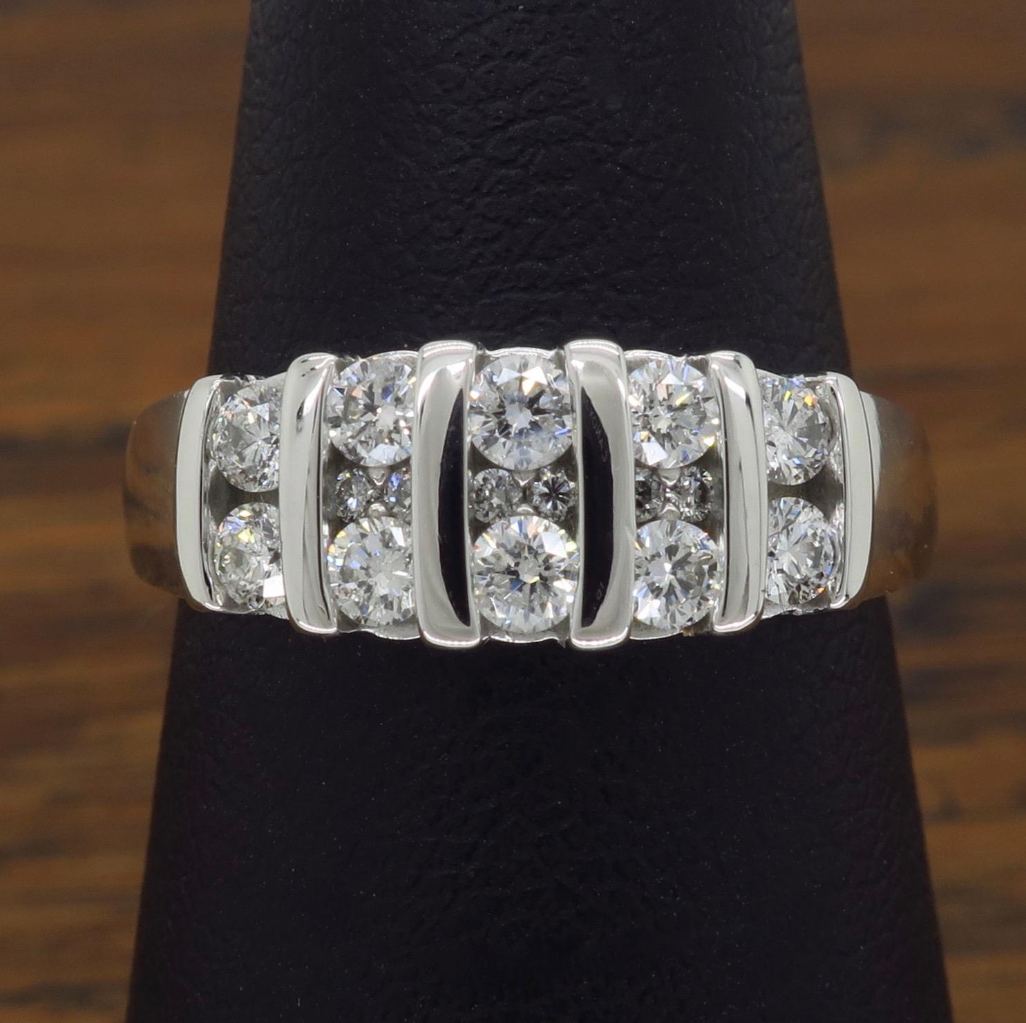Triple-Row Diamond Band In Excellent Condition In Webster, NY