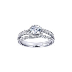 Triple Row Diamond Halo Engagement Ring