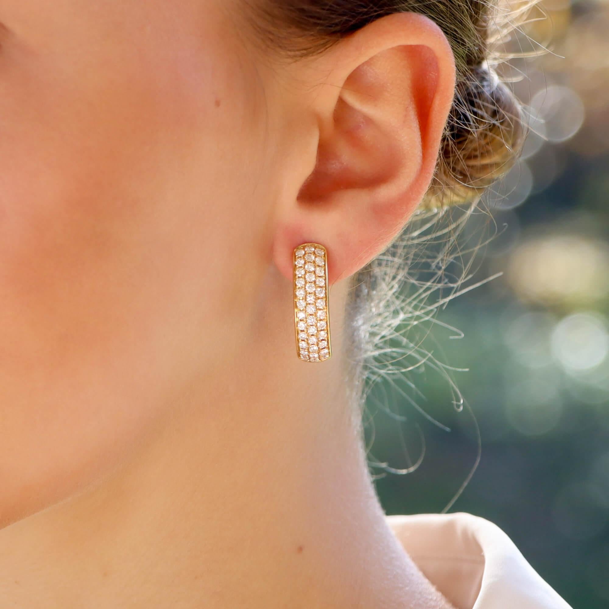 triple hoop diamond earrings