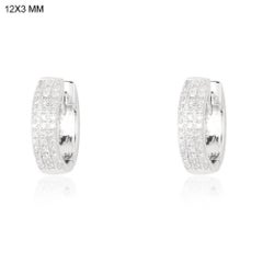 Triple Row Diamond Pavé (or 18k upon request) 14K Yellow Gold Huggie Earrings