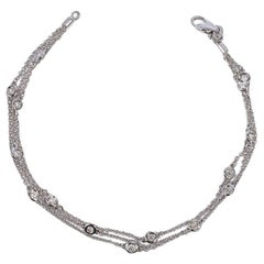 Triple-Row Diamond Stations White Gold Bracelet 14 Karat