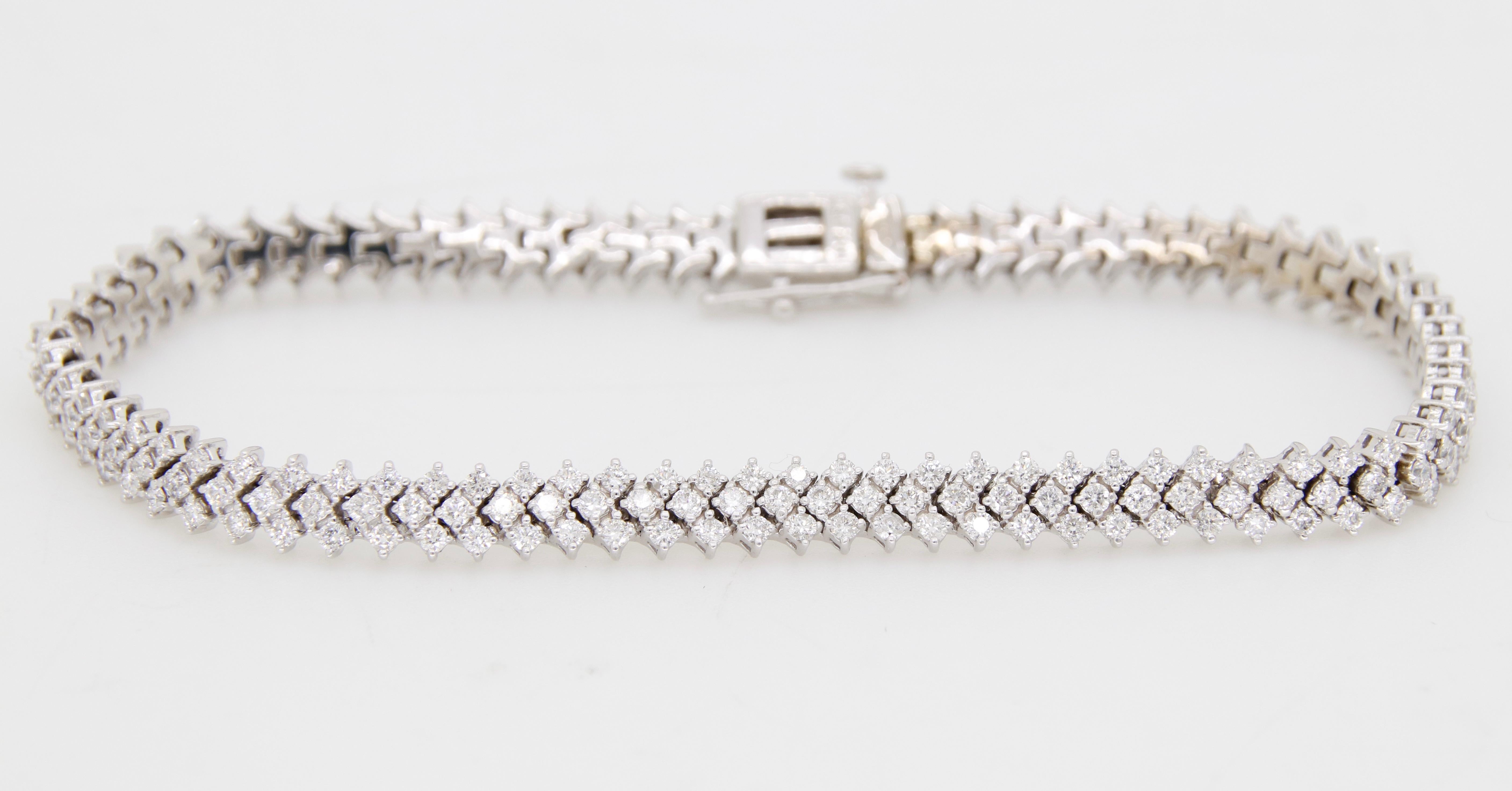 Triple Row Diamond Tennis Bracelet 2