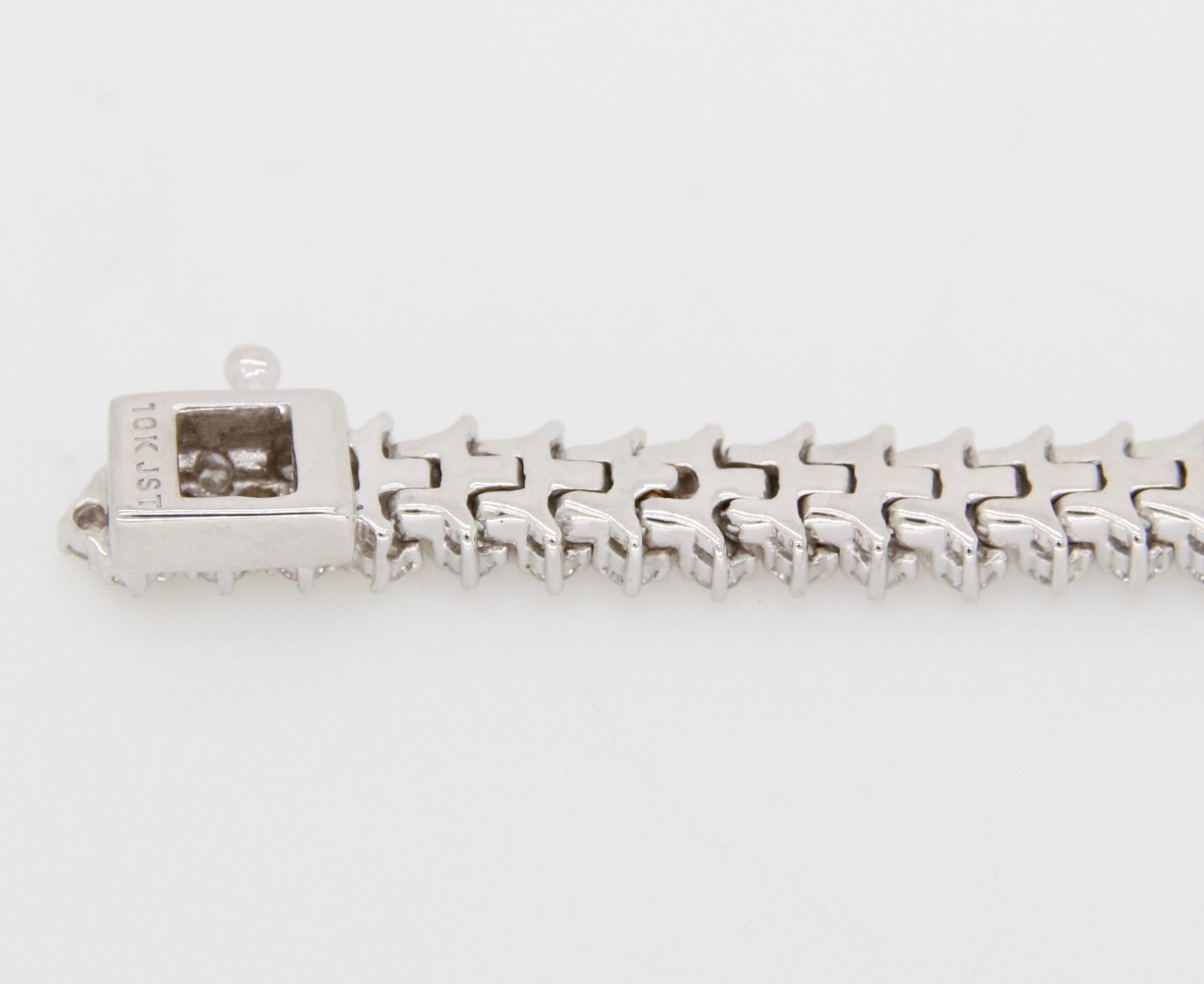 Round Cut Triple Row Diamond Tennis Bracelet