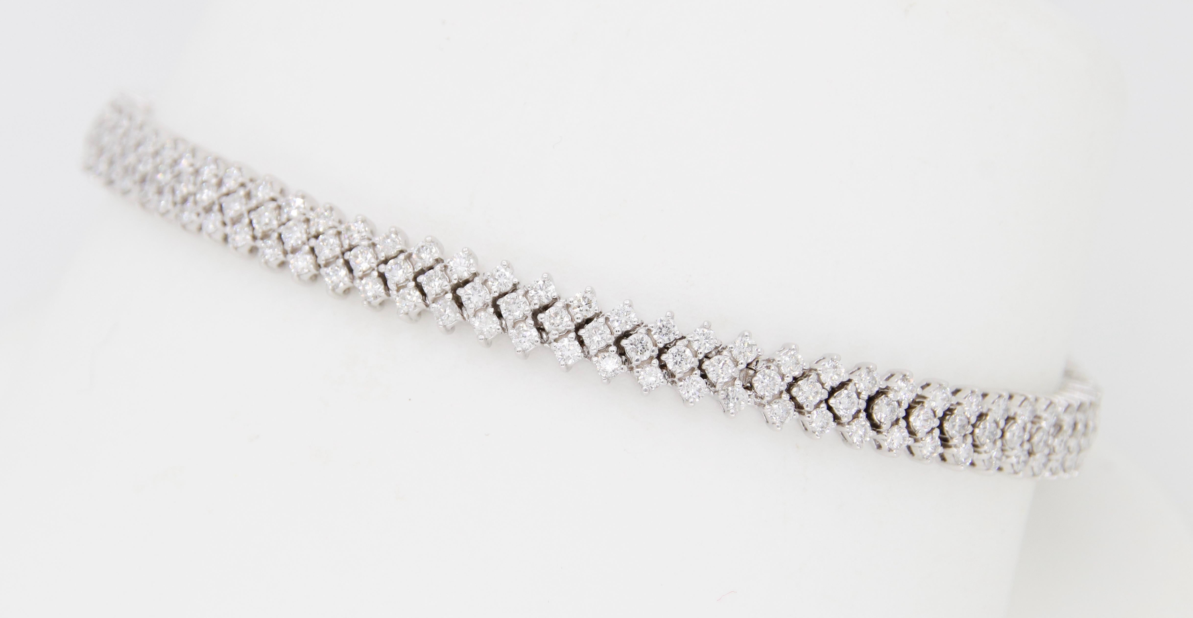Women's or Men's Triple Row Diamond Tennis Bracelet