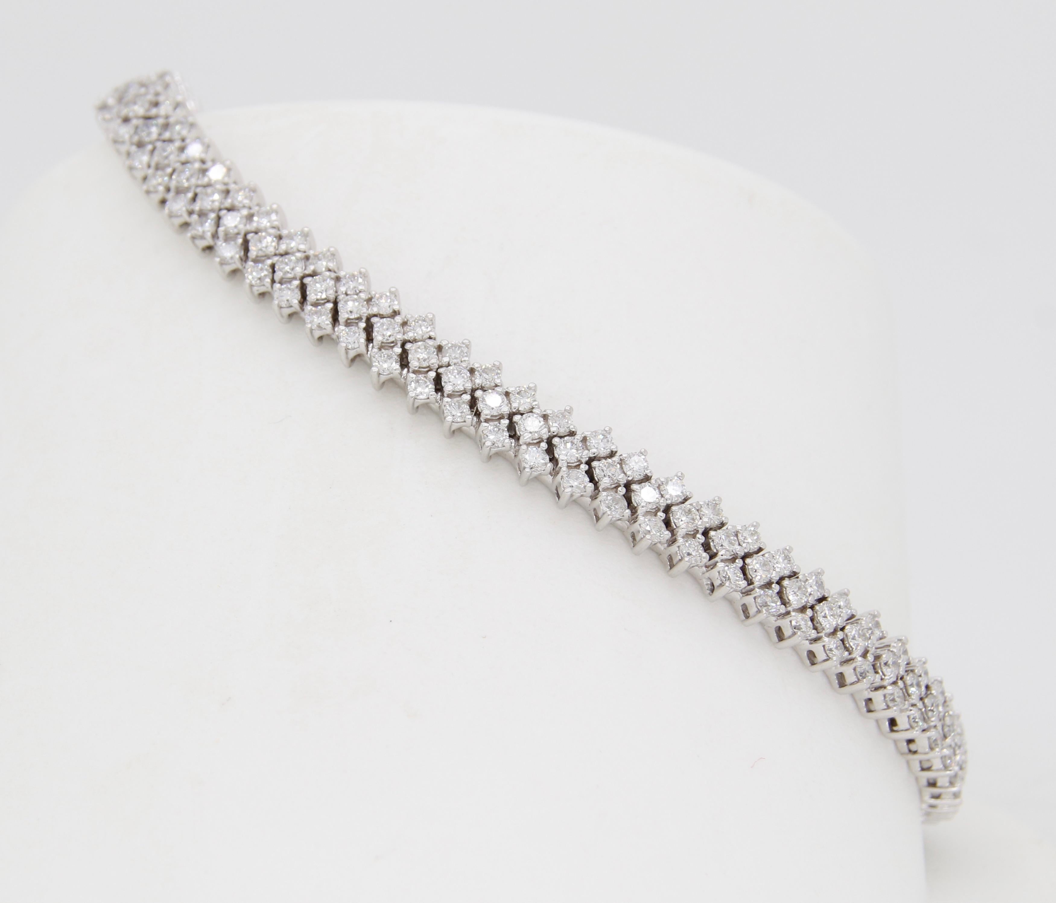 Triple Row Diamond Tennis Bracelet 1