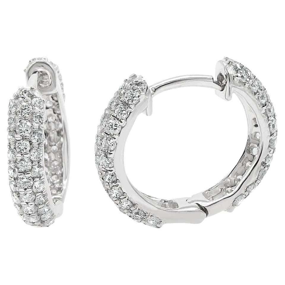 Modern Diamond Gold Triple-Hoop Drop Earrings For Sale at 1stDibs
