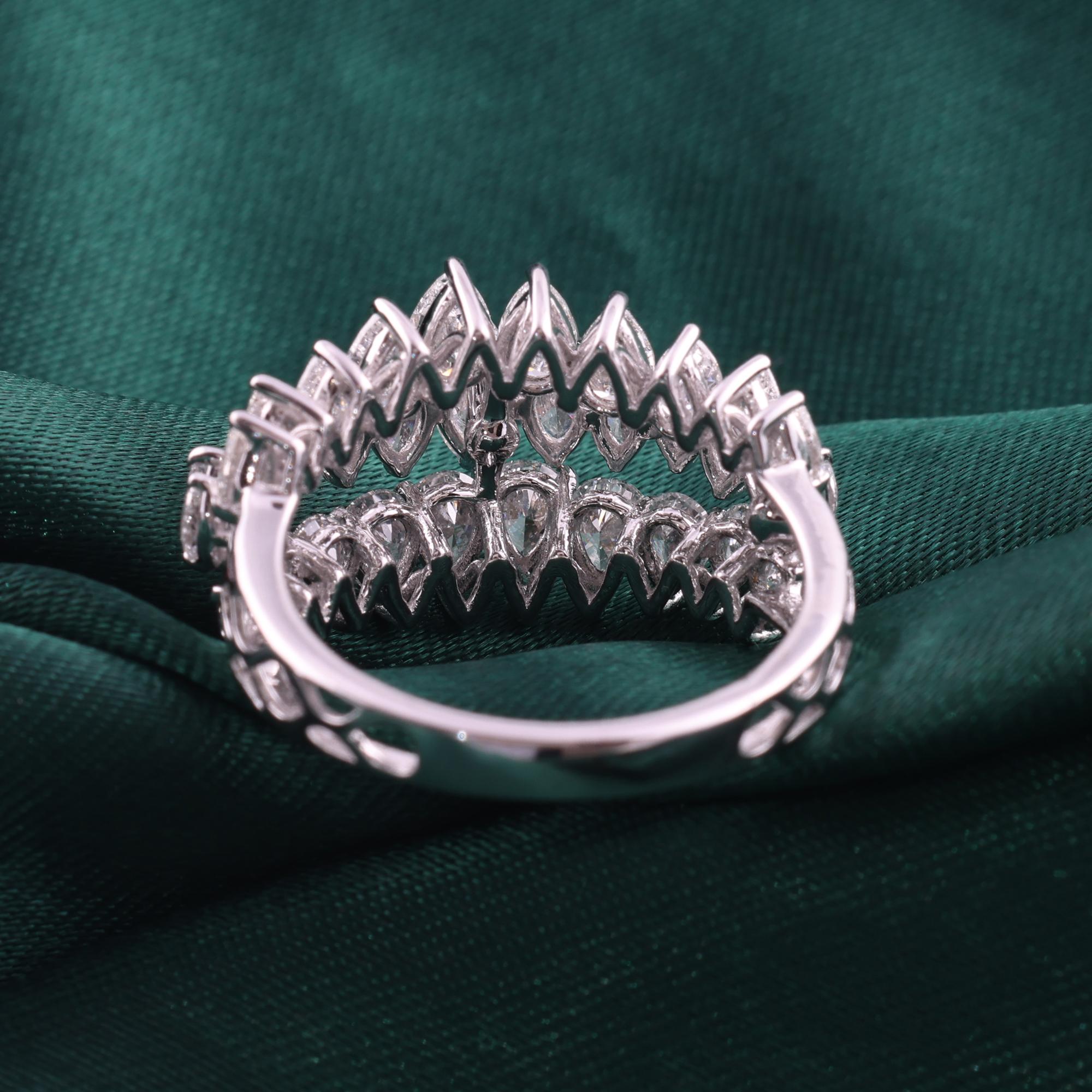 in vendita:  Anello a fascia larga con diamanti Marquise e Pear a tre file in oro bianco 18 carati 9